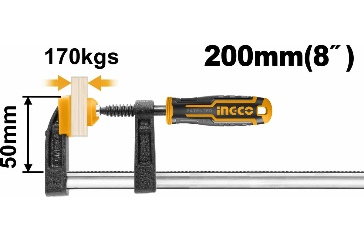 F-образная струбцина Ingco 50x200 мм HFC020502