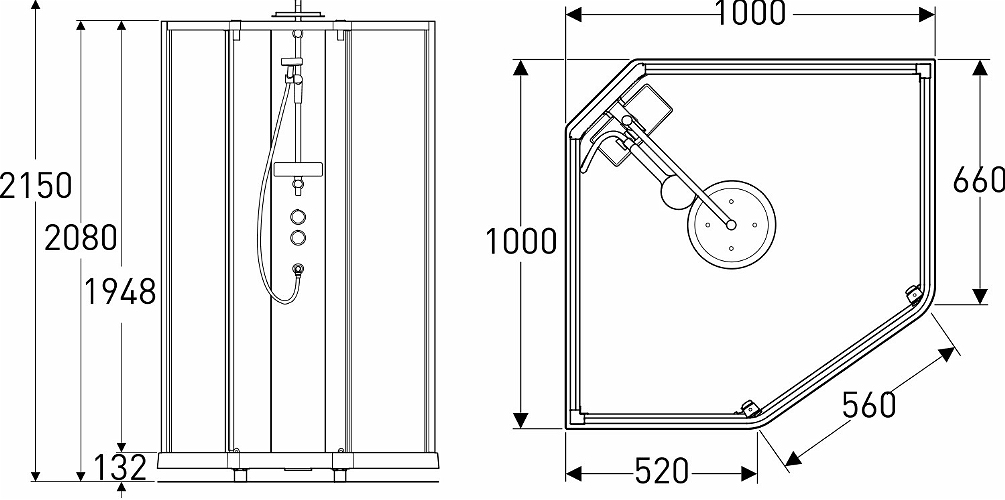 Душевая кабина IFO/IDO Showerama Comfort 100x100 пятиугольный, профиль белый, стекло прозрачное