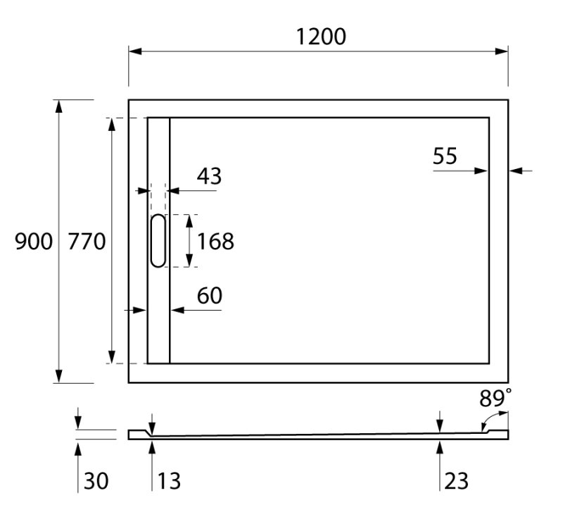 Панель для поддона Cezares TRAY-AS-AH-120/90-100-SCR 120x90