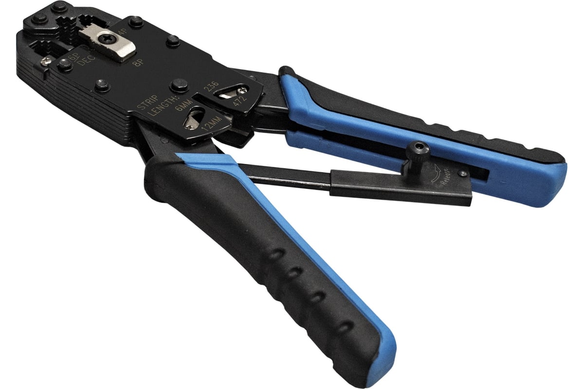 Инструмент Exegate EX-T2008R для обжима RJ-45, RJ-11, 12, с храповым механизмом, прямой ход обжимки 293155