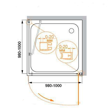 Душевой уголок Cezares Elena ELENA-W-A-12-100-P-Cr-R 100x100 текстурный, правый