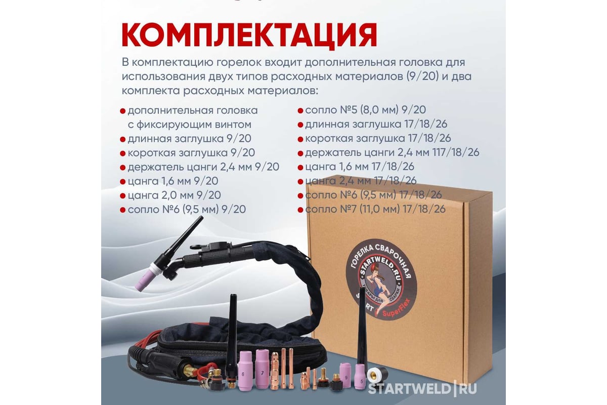 Горелка сварочная Superflex 26 TIG RF 4 м Start EV26RF-40