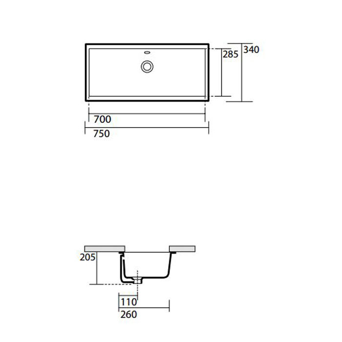 Раковина Kerasan Slim 22501 75 см белый