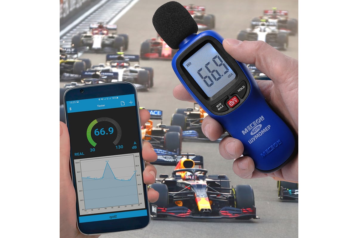 Цифровой измеритель уровня шума Мегеон 92170 с Bluetooth, с поверкой к0000037809