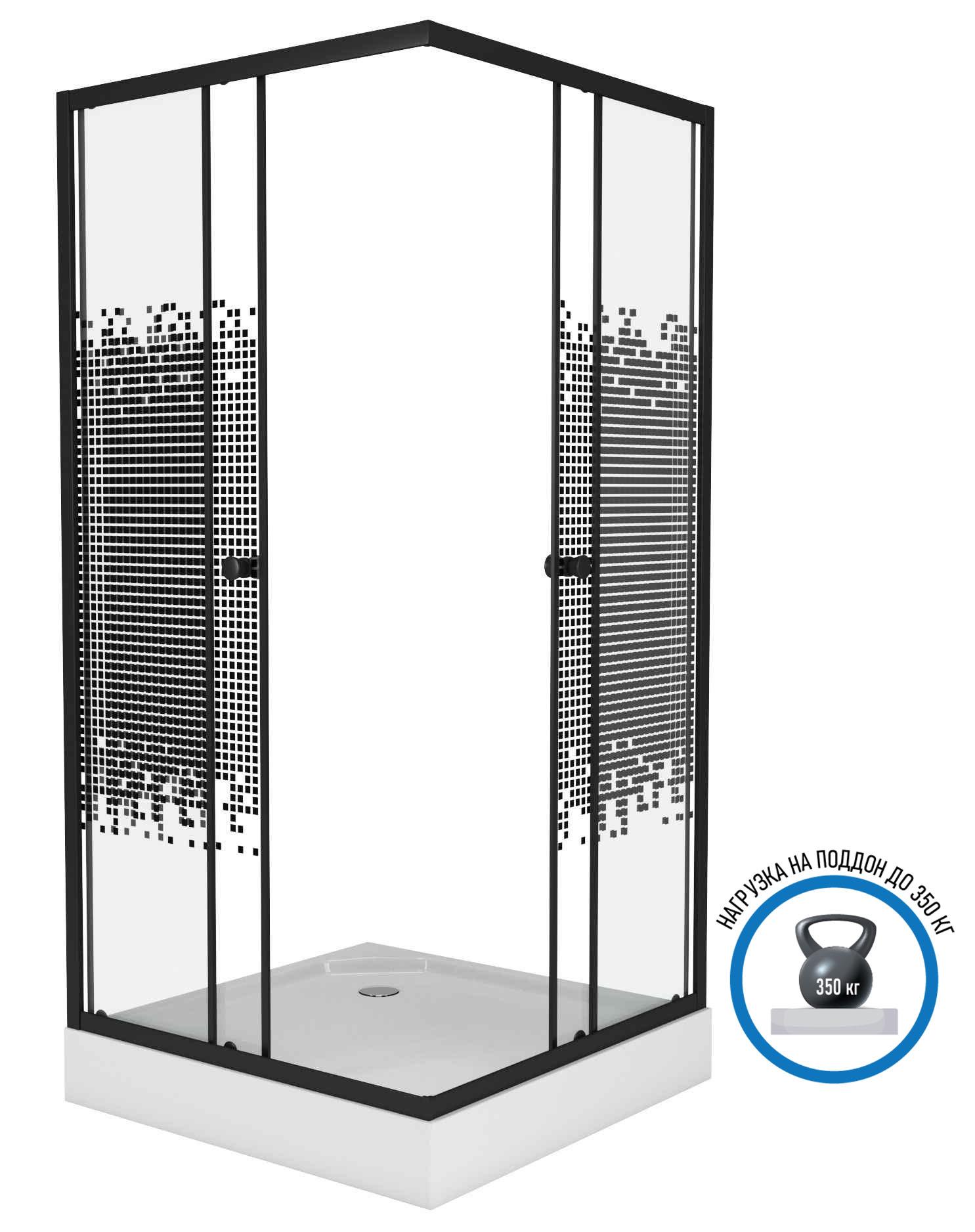 Душевой уголок Niagara Eco NG- 010-14Q BLACK 100x100 мозаика, с поддоном