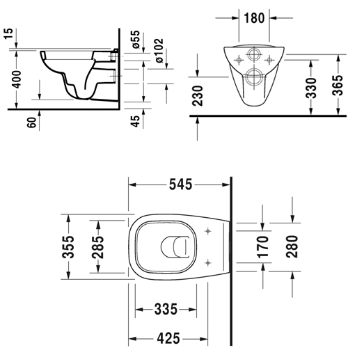 Подвесной унитаз Duravit D-Code (с крышкой SoftClose) 45350900A1