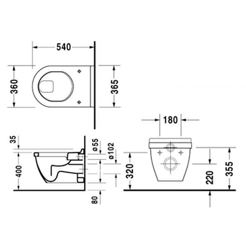 Подвесной унитаз Duravit Starck 3 2201090000