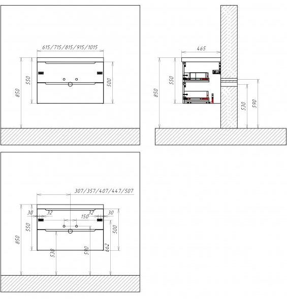 Тумба со столешницей BelBagno Etna 100 см Rovere Grigio