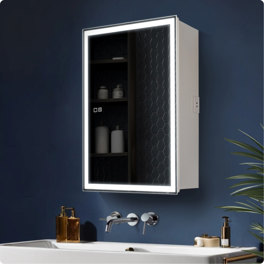 Зеркальный шкаф AQUAme 60X80 см белый, с подсветкой, антипар AQM9201