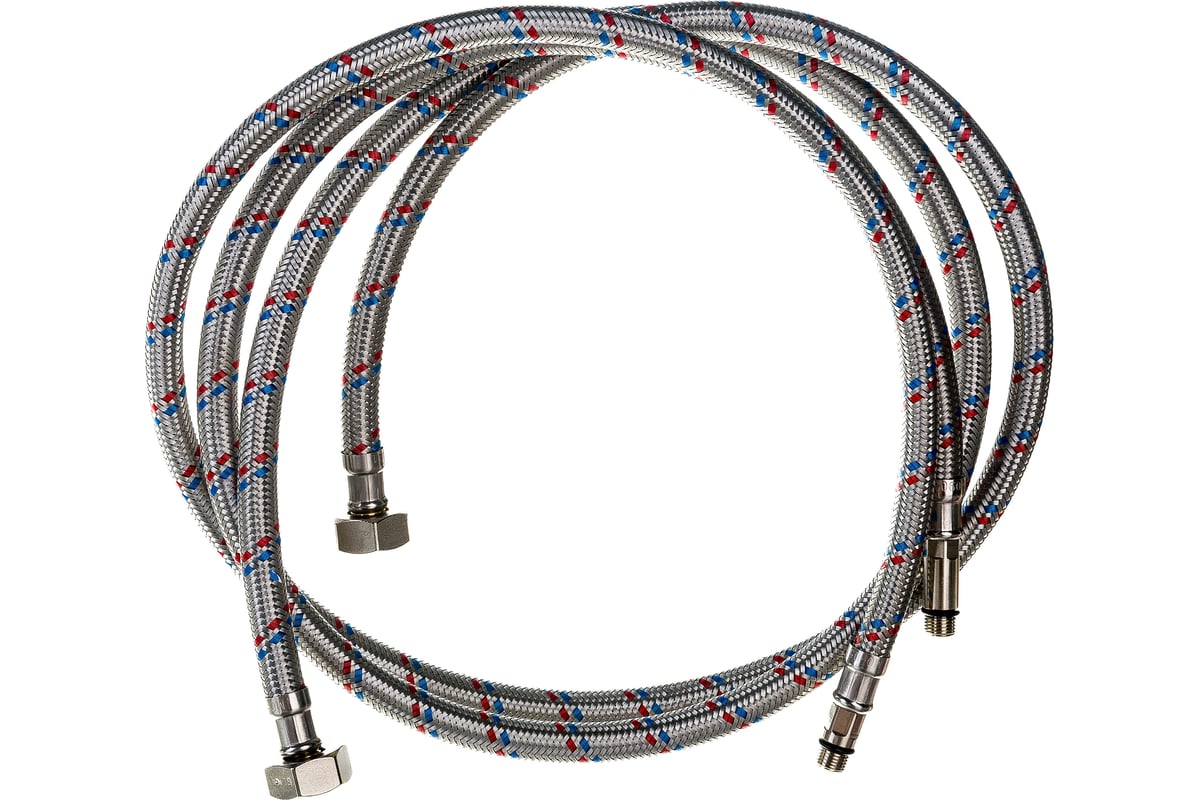 Гибкая подводка для смесителей ELKA 1/2" х М10 х 120 см, пара - длинный и короткий хвост ИС.100968