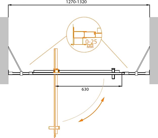 Душевая дверь Cezares MOLVENO-BA-12-90+40-C-Cr-IV 130x195 прозрачная