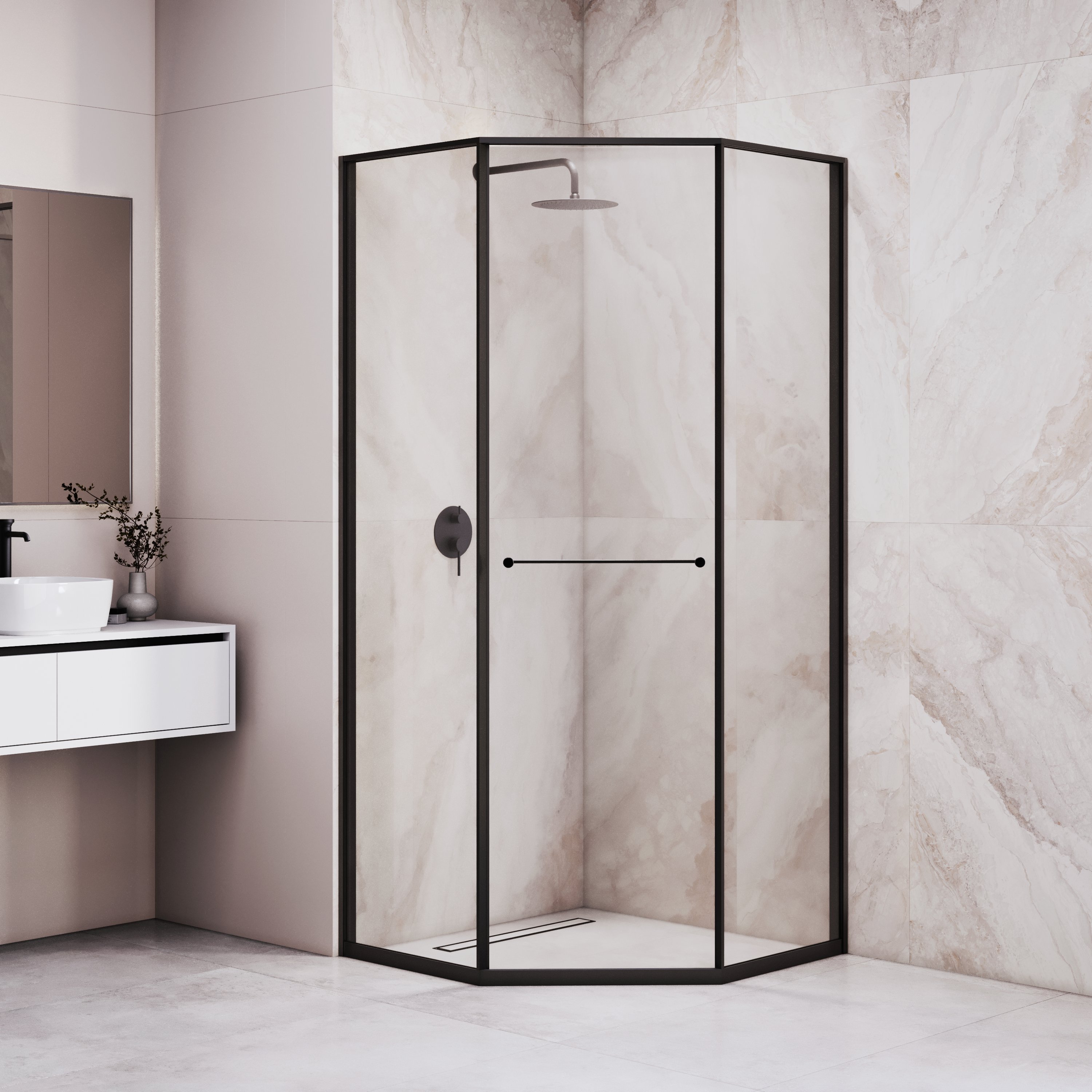 Душевой уголок RGW Stilvol SV-82B R 90x90 прозрачное, черный 33328299-14R