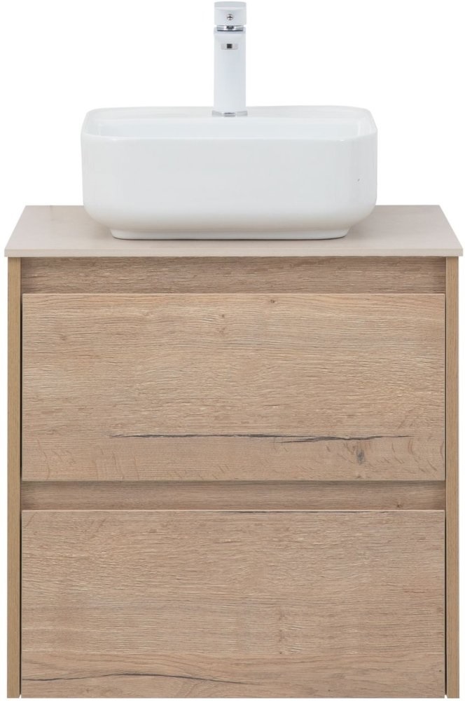 Тумба со столешницей Aquanet Nova Lite 60 см, 2 ящика дуб крафт