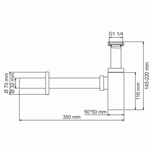 Сифон для раковины WasserKRAFT Exter A096 светлая бронза