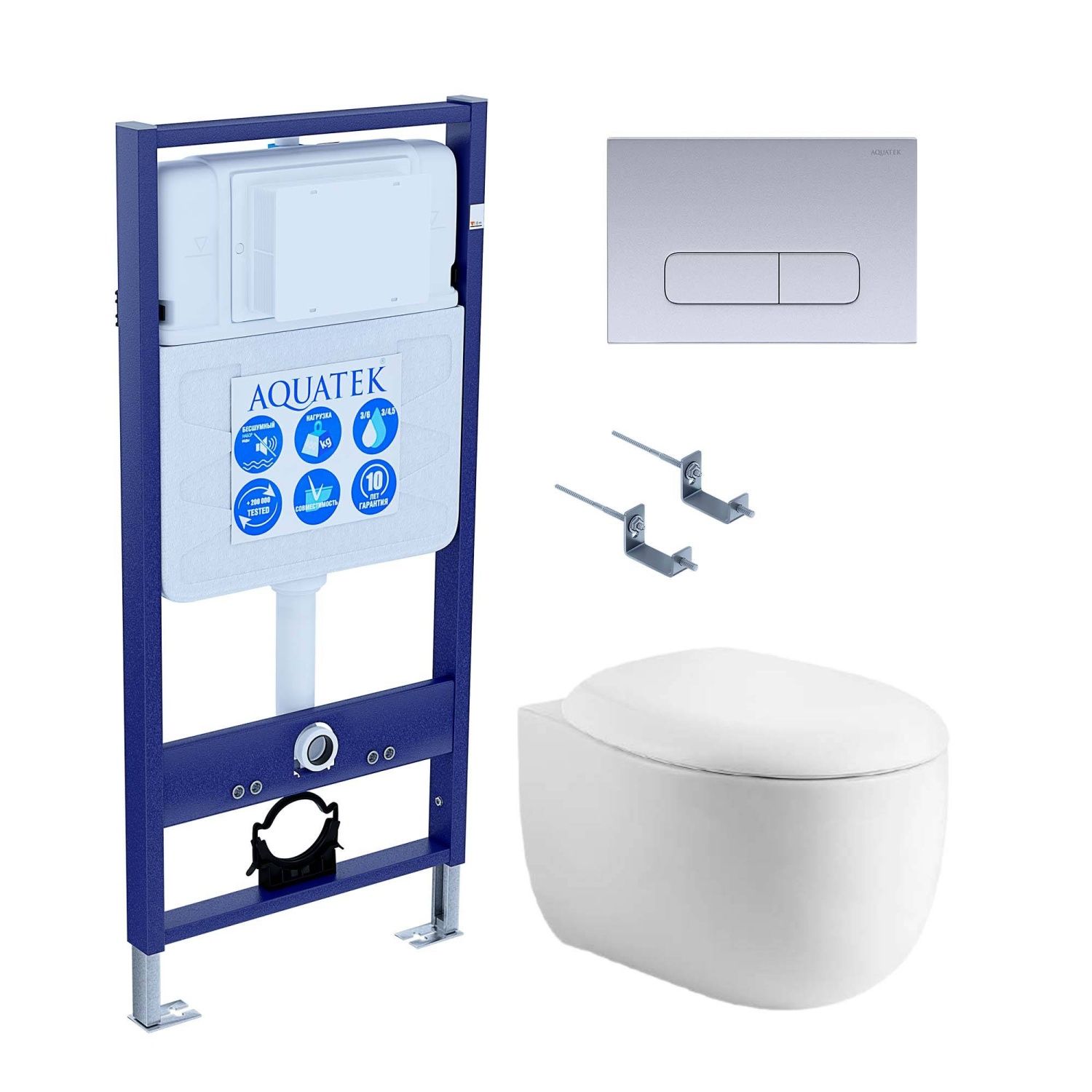 Подвесной унитаз SET Aquatek Альтаир cm-014 4в1 с микролифтом, кнопка хром матовый Подвесной унитаз SET Aquatek Альтаир cm-014 4в1 с микролифтом, кнопка хром матовый