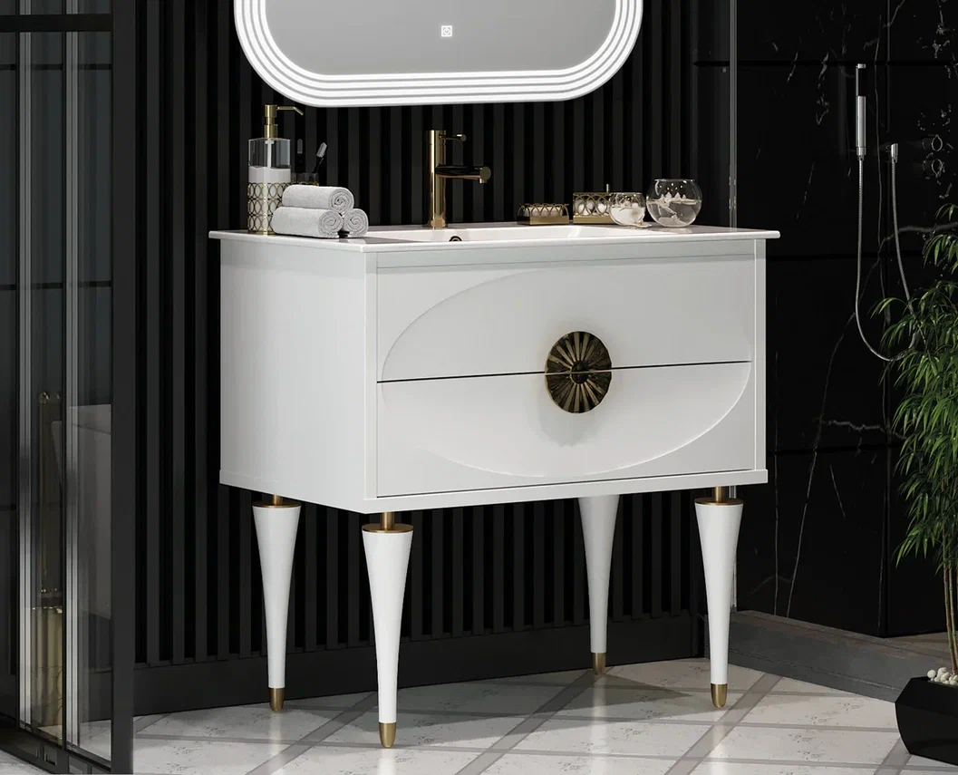 Мебель для ванной Opadiris Ибица 90 см белый/золото