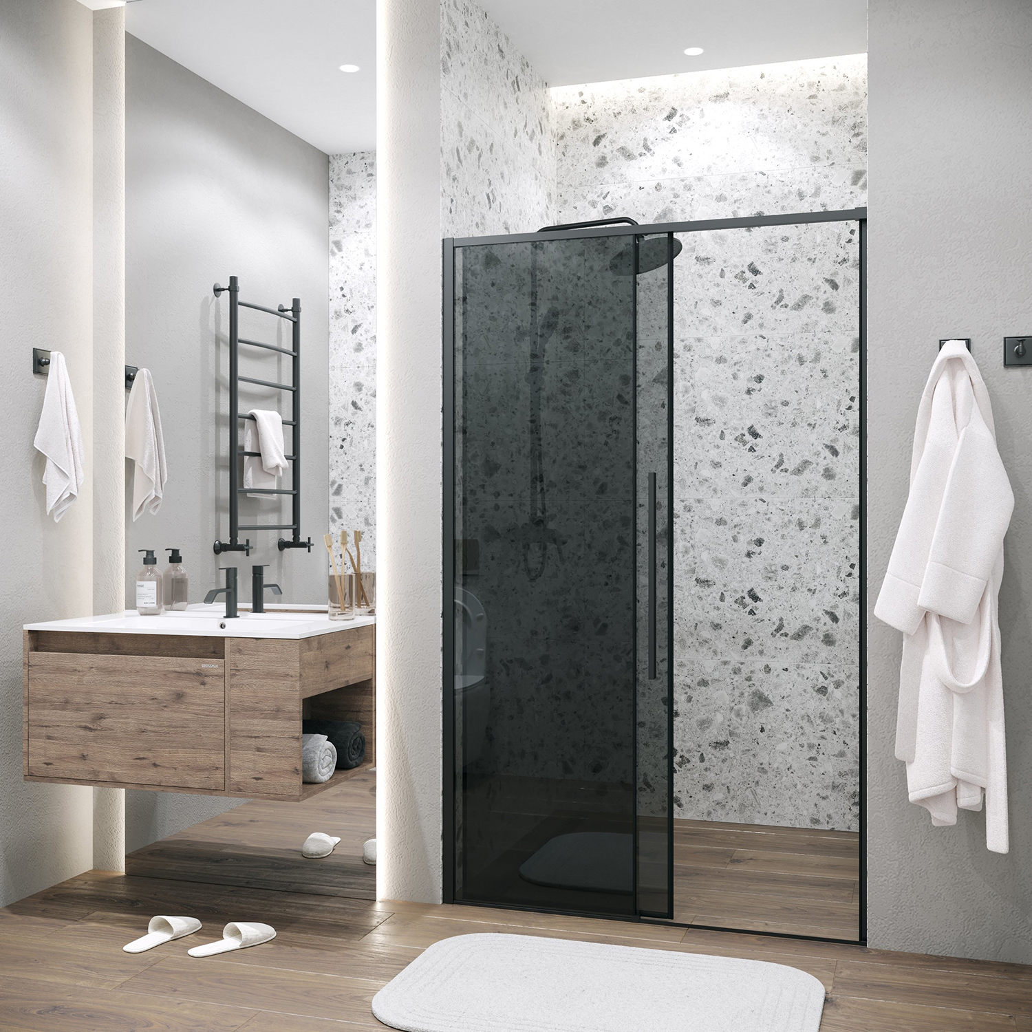 Душевая дверь Grossman Galaxy 140x195 тонированное, черный матовый 100.K33.01.140.21.10