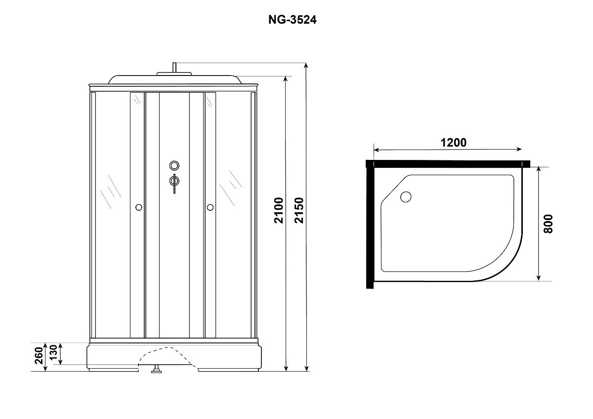 Душевая кабина Niagara Eco E120/80/26L/TN 120x80 стекло тонированное, без г/м, L