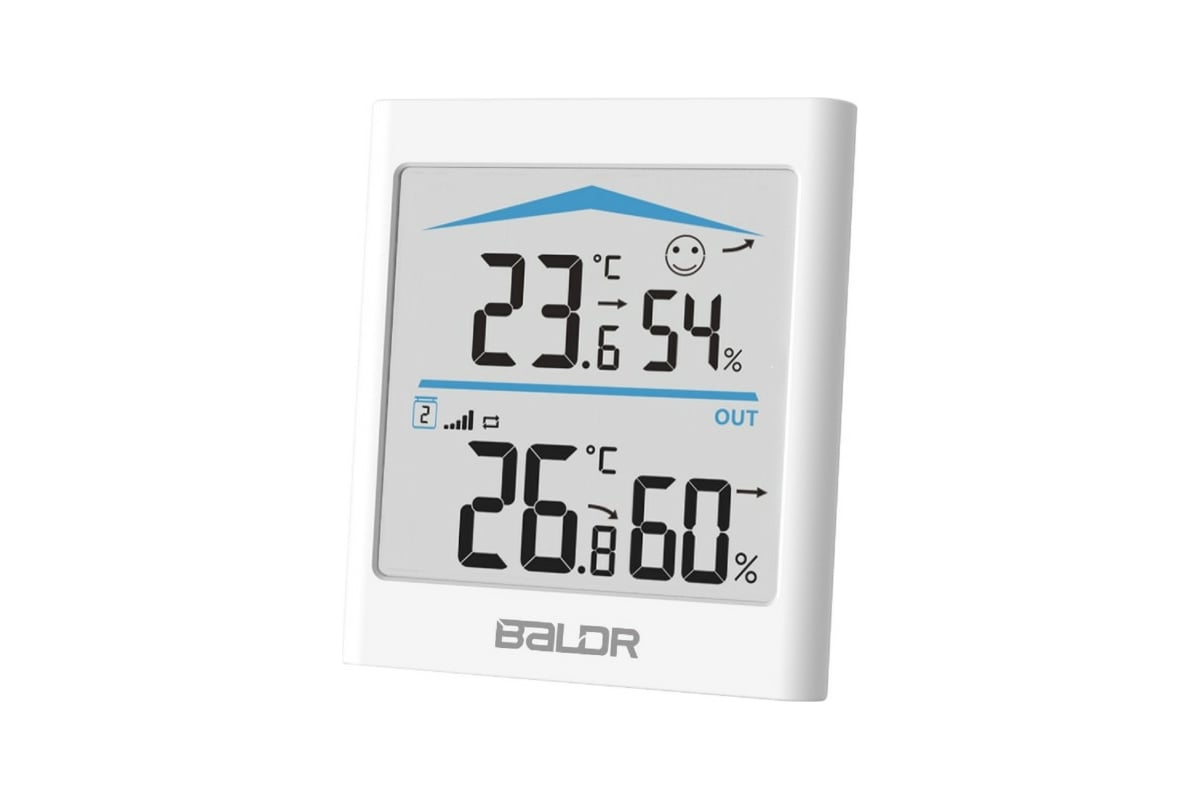 Цифровой термогигрометр с внешним датчиком BALDR B0135T2H2-WHITE