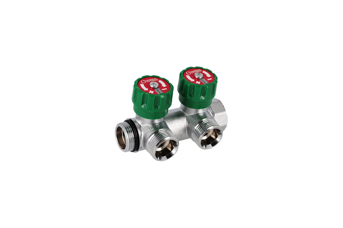 Коллектор Hoobs латунный хром 1" x 3/4" (евроконус) - 2 вых. 03104H