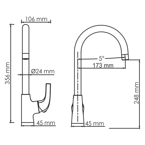 Смеситель для кухни WasserKRAFT Sauer 7107 золото