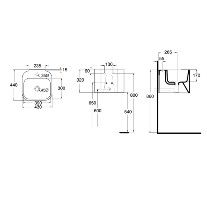 Раковина Azzurra Tandem TALP04443T0M/(ULI200/1 bi)*1 43 см белый