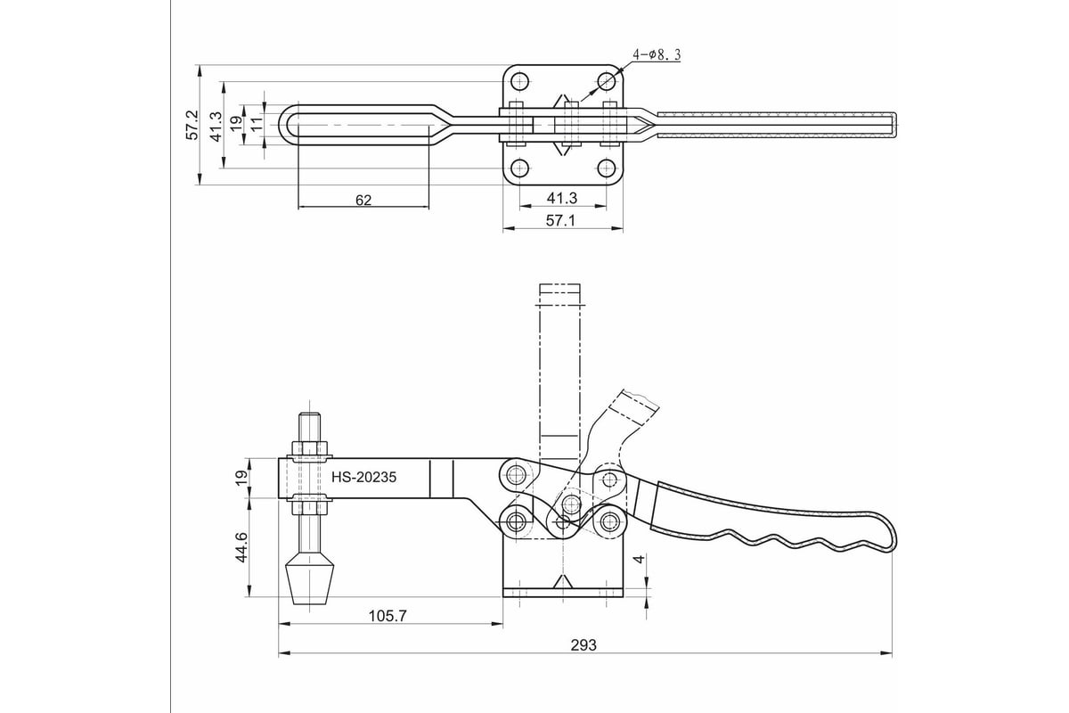 Зажим с горизонтальной рукоятью HS CLAMP HS-20235