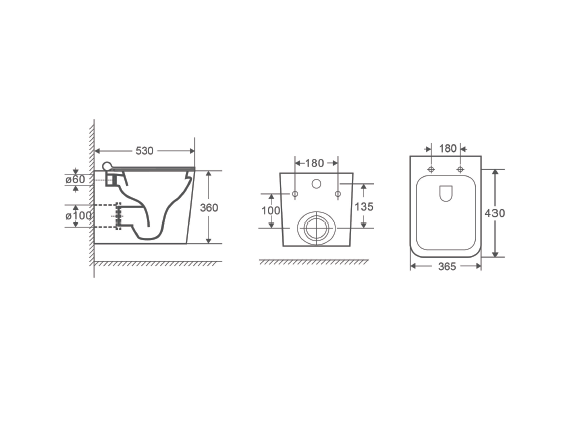 Подвесной унитаз D&K Quadro DT1516016 безободковый, с микролифтом, белый