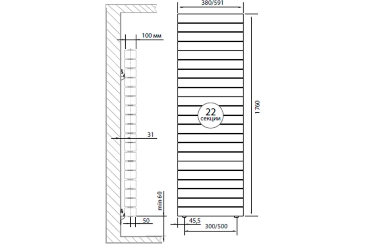 Радиатор Royal Thermo PianoForte Tower new/Noir Sable - 22 секц. НС-1176346
