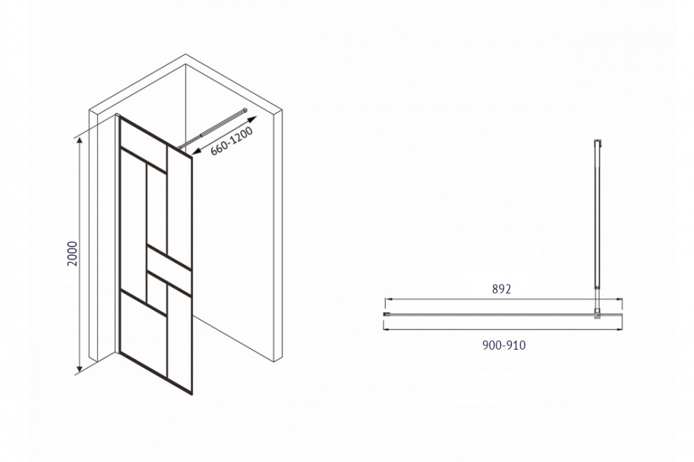 Душевая перегородка Abber Immer Offen 90x200 AG63090B черный