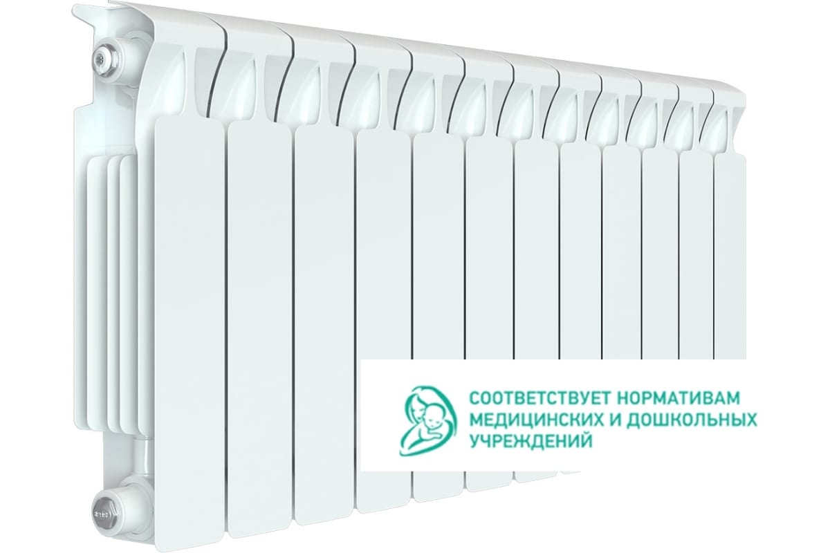 Биметаллический радиатор Rifar MONOLIT 350 12 секций, боковое подключение RG008M0OJUT6R6