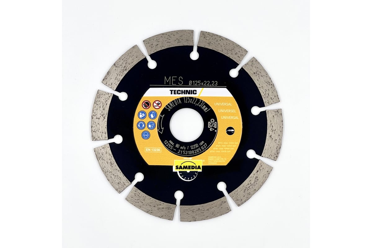 Диск алмазный универсальный TECHNIC MES (125х22.23 мм; 10 сегментов) SAMEDIA 310583