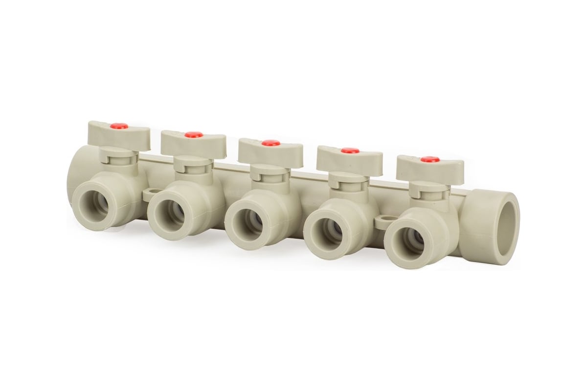 Коллектор с шаровыми кранами Lammin ppr 32x5 18/1 серый Lm31081005032G