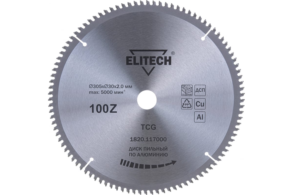 Диск пильный по алюминию (305х30х2 мм; 100Z) Elitech 195632