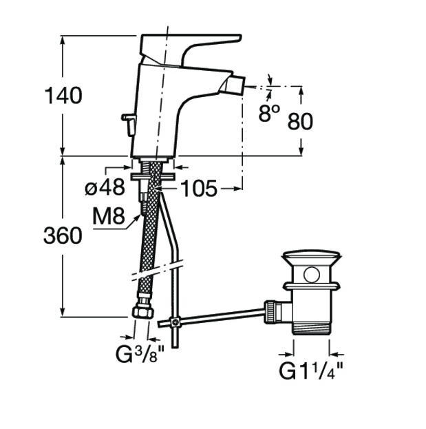 Смеситель для биде Roca Atlas 5A6090C0M