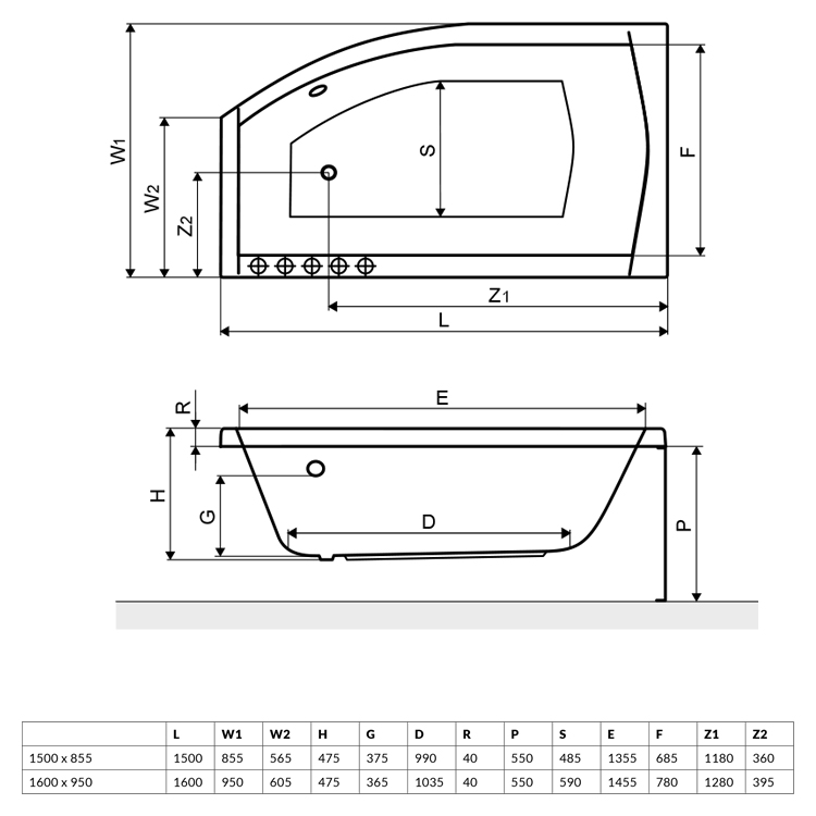 Акриловая ванна Excellent Magnus 160x95 L/R