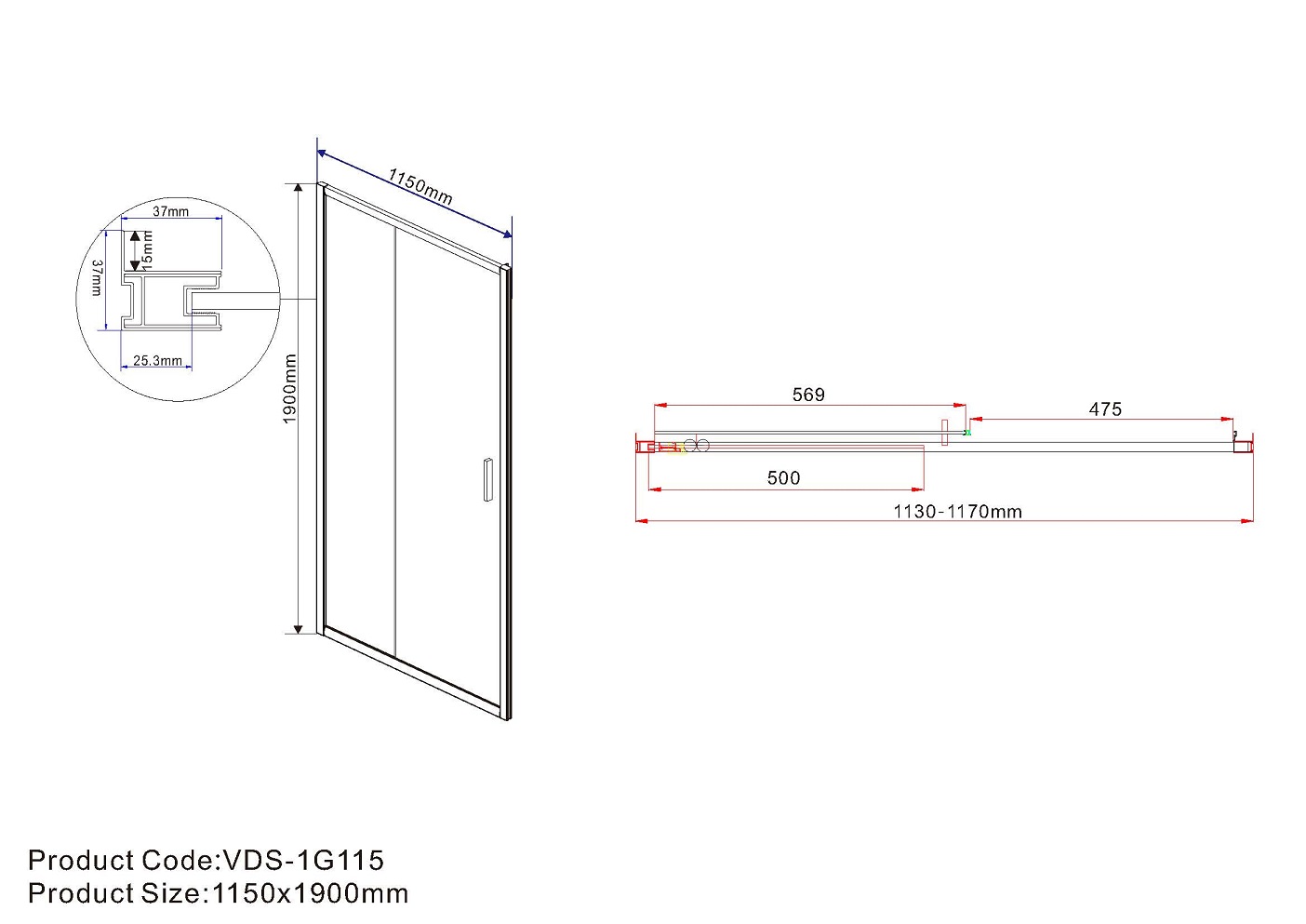 Душевая дверь Vincea Garda VDS-1G115CH 115x190 хром, шиншилла