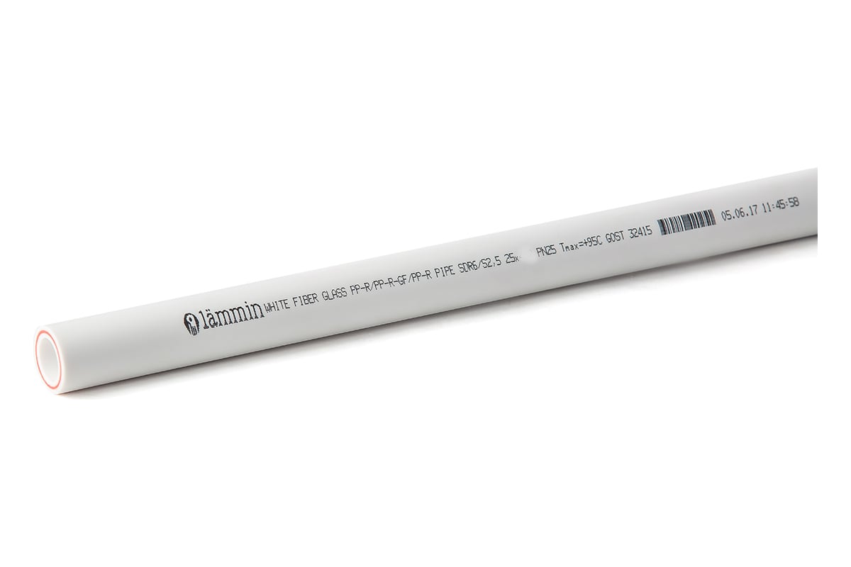 Труба PPR Lammin армированное стекловолокно, PN25, 20х3.4 Lm310220340202