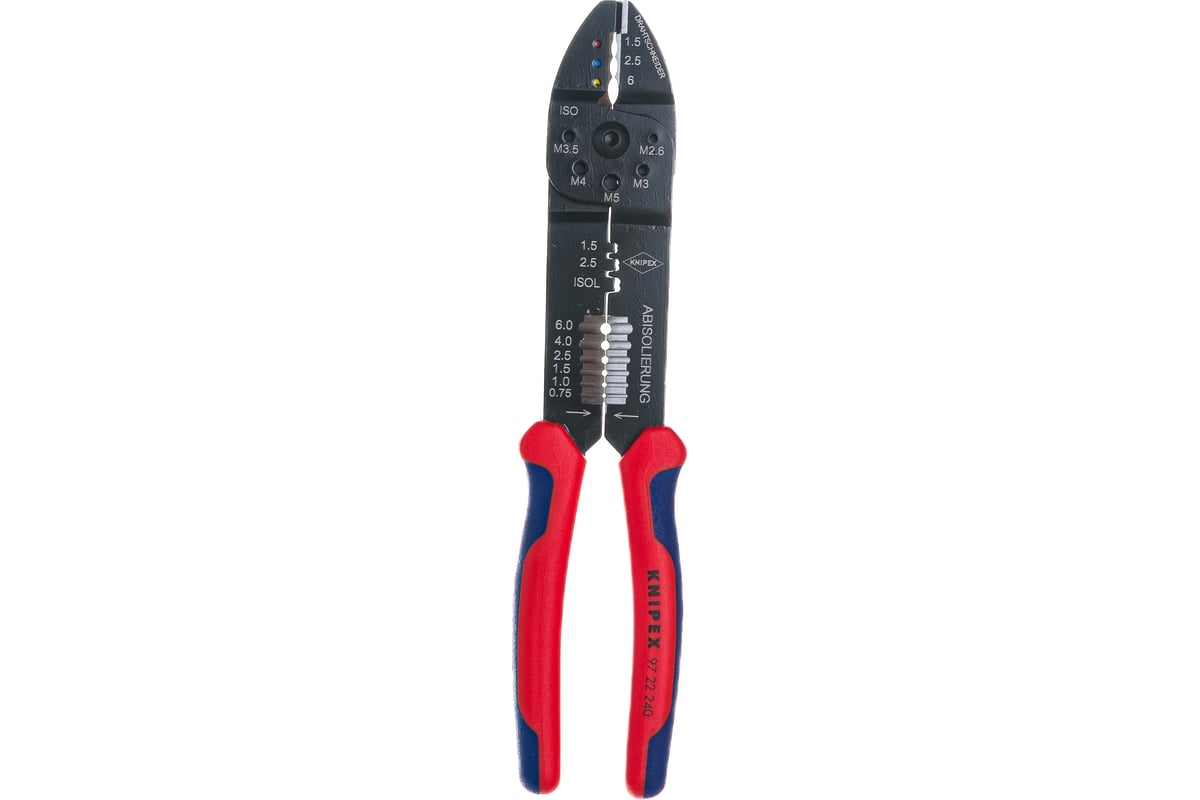 Пресс-клещи для резки и зачистки кабеля Knipex 3 гнезда KN-9722240SB