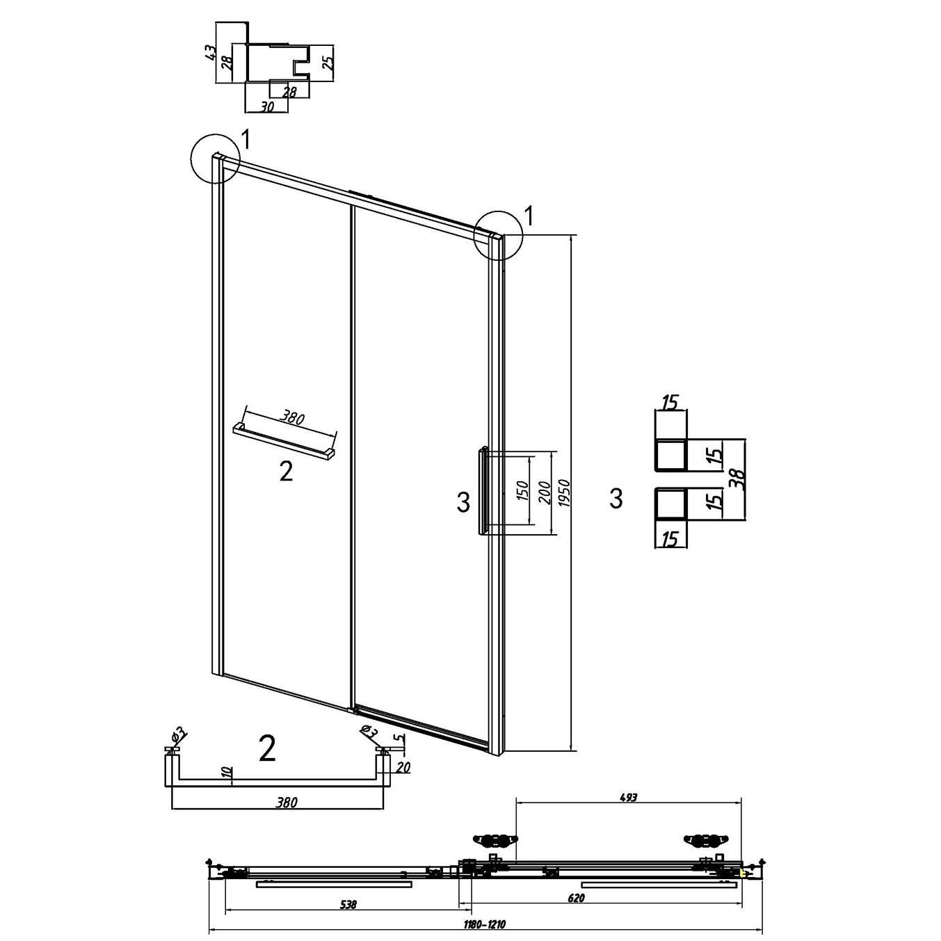 Душевая дверь Grossman Style 120x195 тонированное, черный матовый 100.K33.05.120.21.10