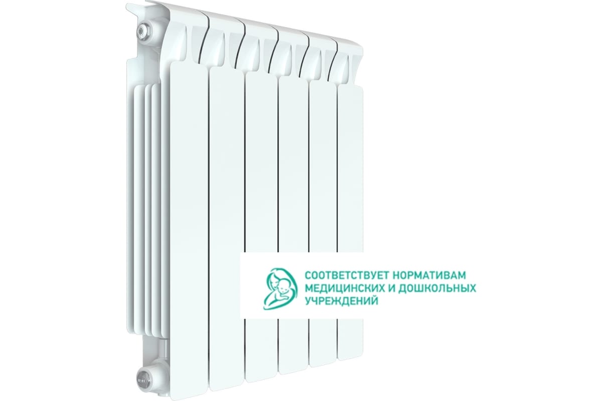 Биметаллический радиатор Rifar MONOLIT 500 6 секций, боковое подключение RQLAGK1B4U8G7C