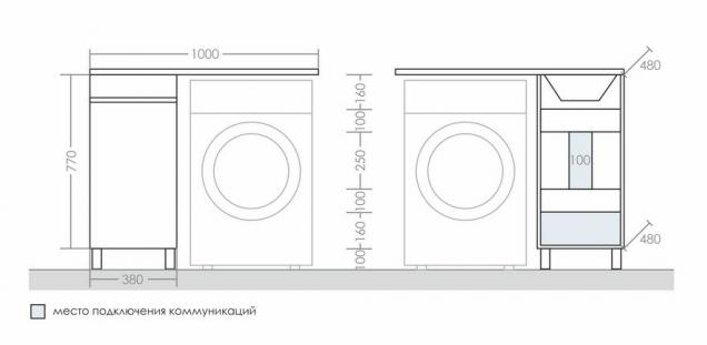 Тумба с раковиной Санта Марс 100 см (рак.Лидер 100см) напольная, белый