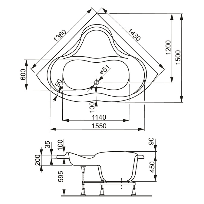 Акриловая ванна VagnerPlast Iris 143x143 см