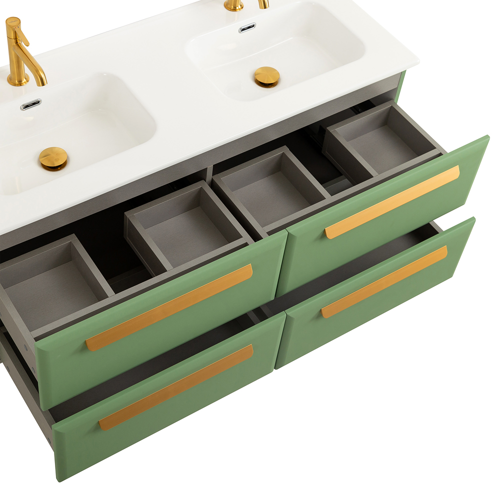 Тумба с раковиной Cezares Eco-Cer-N 120 см, 4 ящика Фисташковый Софт