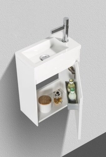 Тумба с раковиной BelBagno Pietra Mini 40 см, правосторонняя, Bianco Lucido