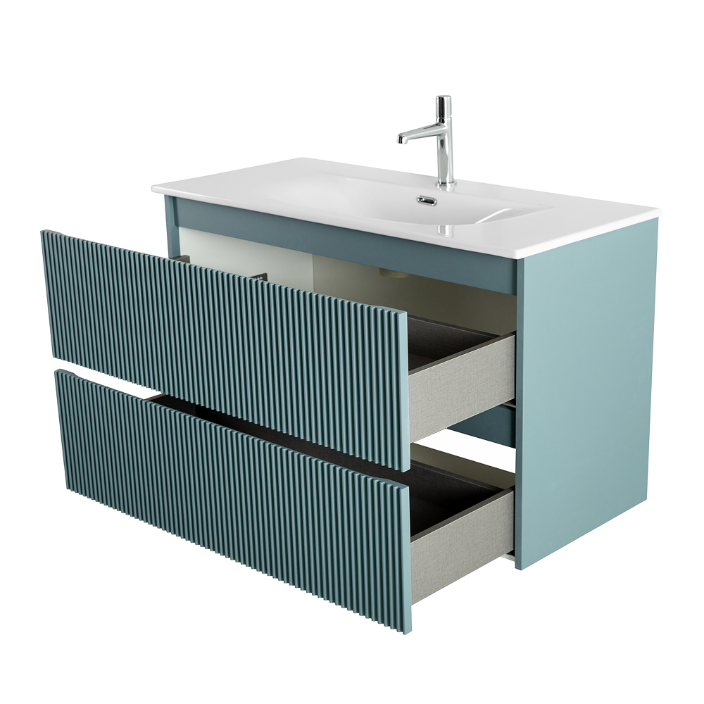 Тумба с раковиной BelBagno Uno 100 см Голубой матовый