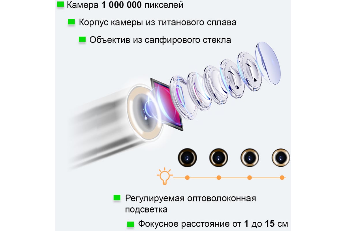 Управляемый видеоэндоскоп iCartool оптоволоконная подсветка, экран 4.5", 1Мп, 1280х720, 1м, 4мм зонд, 360° IC-VC1042WL