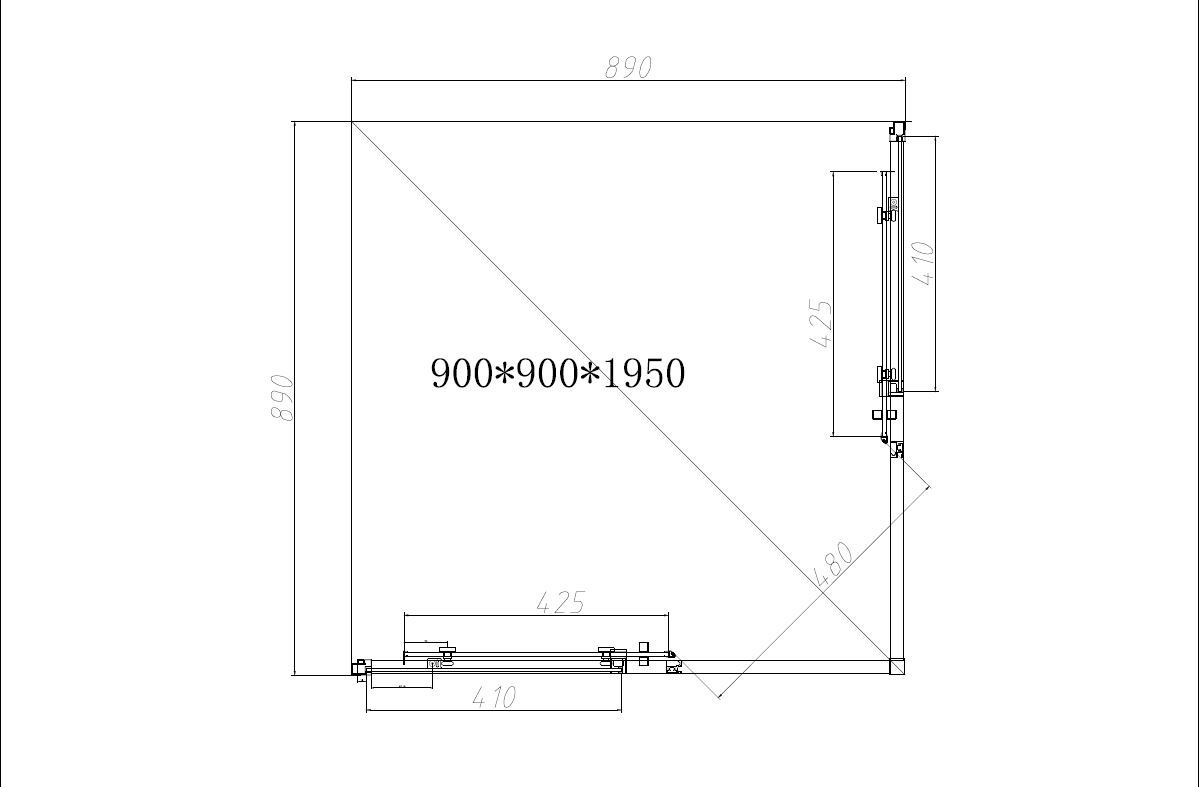 Душевой уголок Vincea Слим-Н (Slim-N) VSS-4SN900CGGM 90x90 вороненая сталь, тонированный