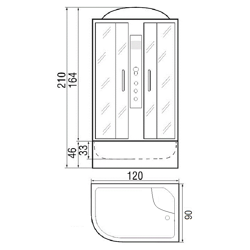 Душевая кабина River Nara 120/90/44 МТ 120x90 белый, матовое, R