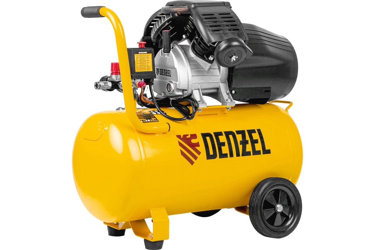 Воздушный компрессор Denzel DCV2200/50 прямой привод, 2,2 кВт, 50 литров, 380 л/мин 58167